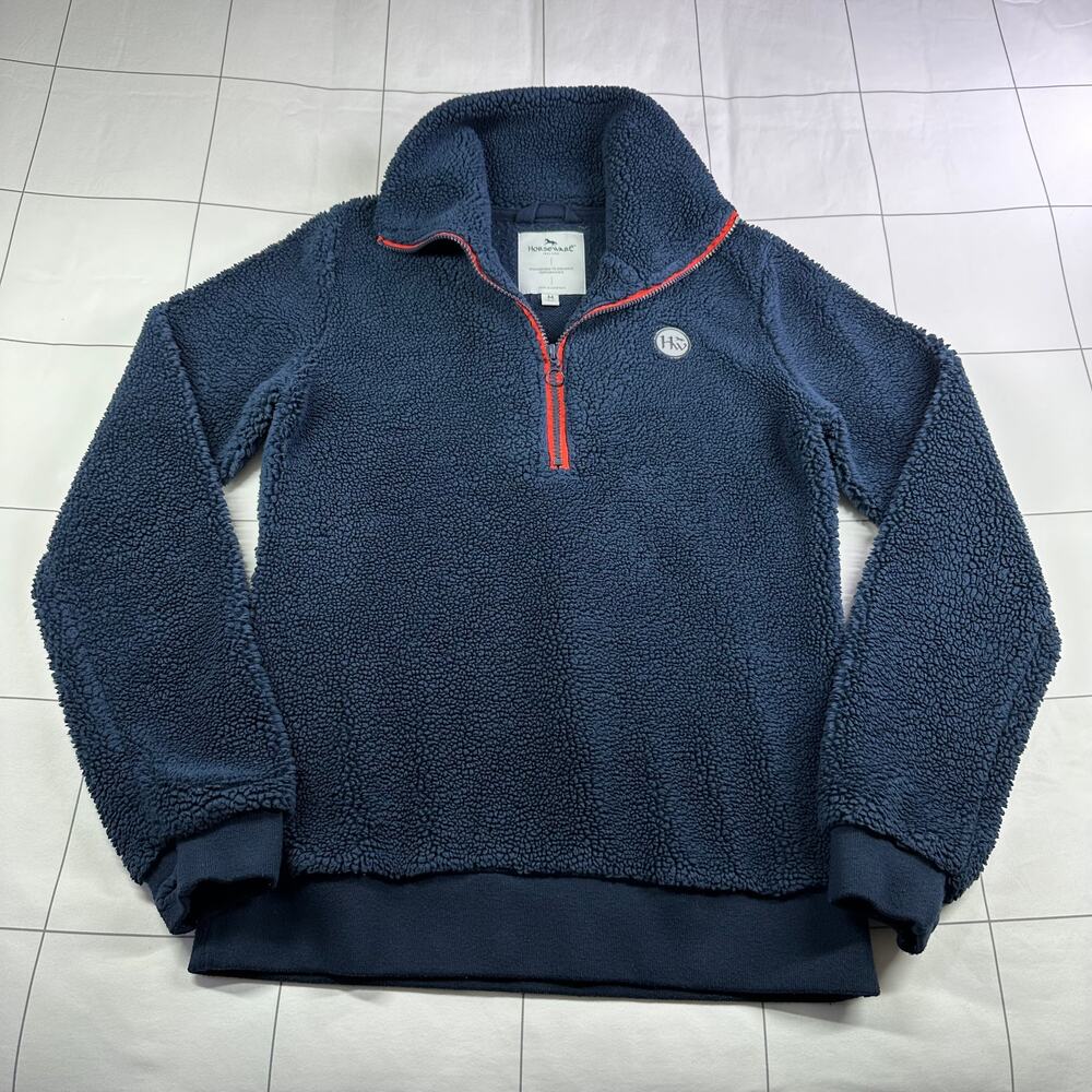 Horseware Ireland Pullover Womens Medium Blue Fleece 1/4 Zip Equestrian Riding